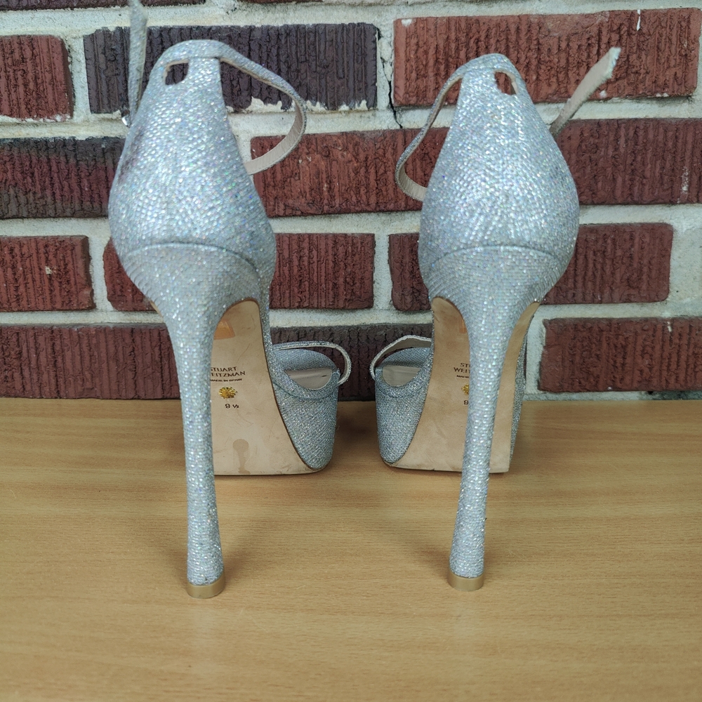 Stuart Weitzman Sparkling Silver Holographic Glit… - image 6